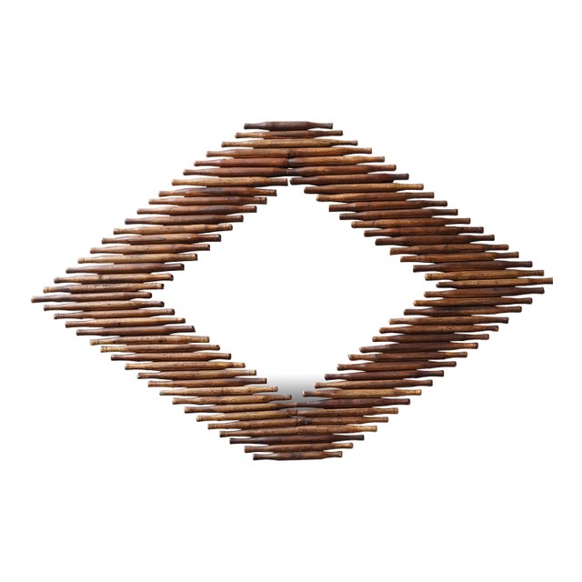 Matthew Izzo Home Diamond Wood Rolling Pin Wall Mirror For Sale