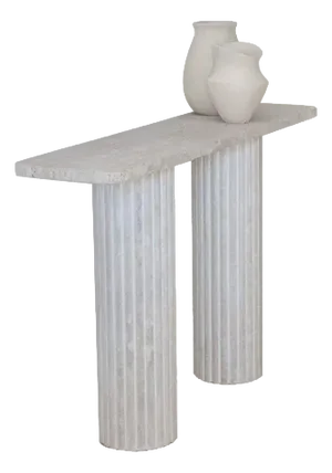 Olympia Rectangular Top 100 Muted Beige Travertine Console Table by Beije Avenue