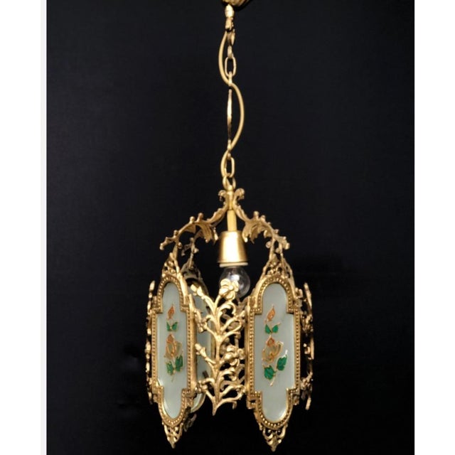 Vintage Chandelier Solid Brass Floral Figures From 1969s For Sale - Image 9 of 9