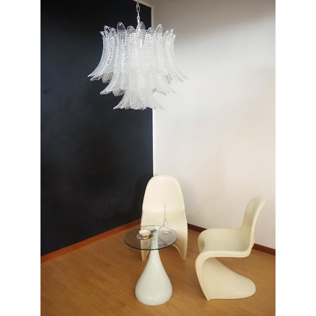 Glass Italian Murano Three-Tier 48 Transparent Felci Glass Chandelier, 1990s For Sale - Image 7 of 15