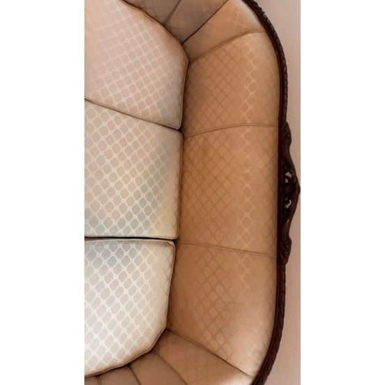 Vintage Art Deco Barrel-Back Sofa & Matching Chair Set – Professionally Restored For Sale - Image 15 of 18