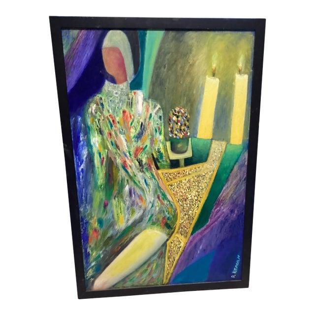 Framed Kabbalah Oil Painting by Listed Artist David Kenan For Sale