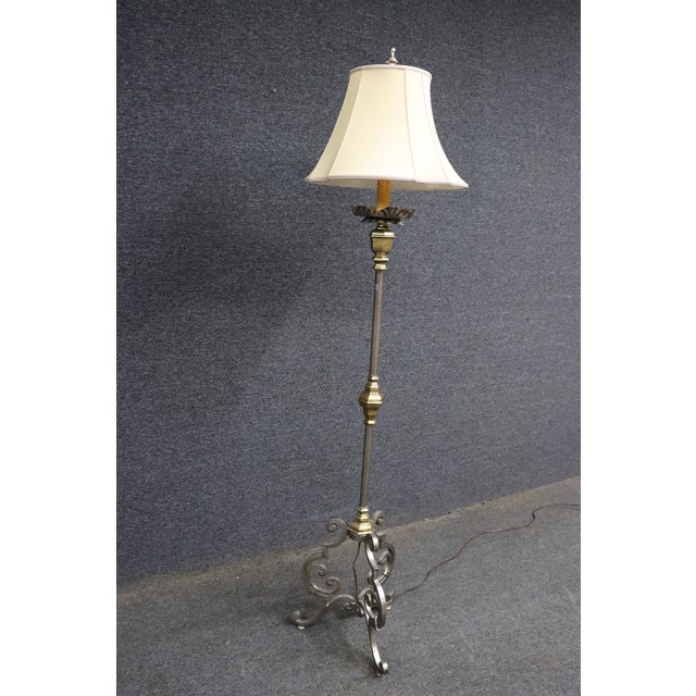Late 20th Century Late 20th Century Directoire Style Stainless & Brass Floor Lamp For Sale - Image 5 of 16