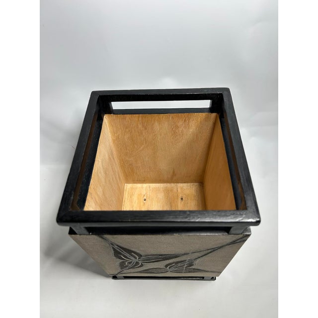 1990s Vintage R. & Y. Augousti Integrated Metal & Tessellated Shagreen Leaf Waste Bin - 1 Piece For Sale In San Francisco - Image 6 of 7