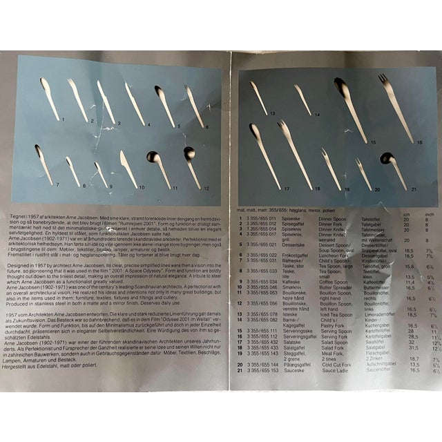 1960's Arne Jacobsen by Michelsen Space Age Modernist Stainless Steel Flatware - Set of 65 For Sale - Image 10 of 11