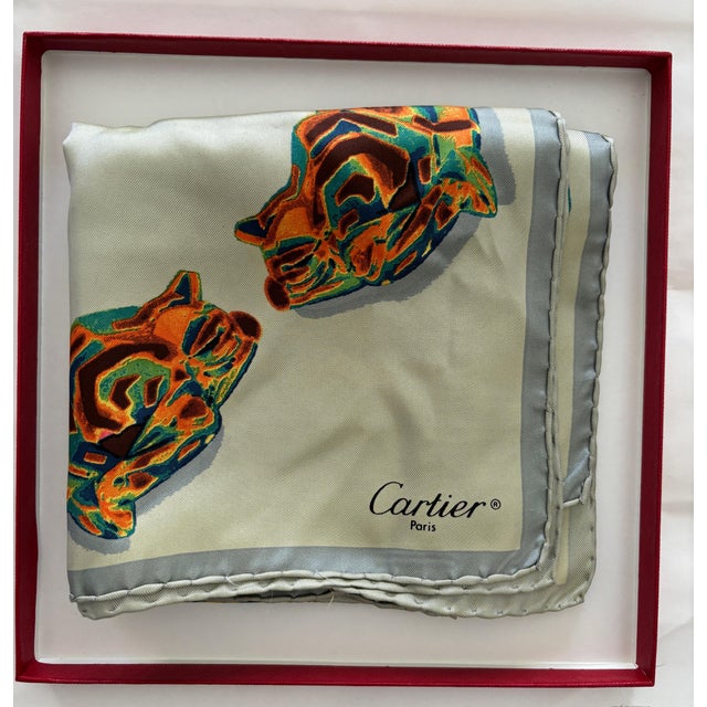 CARTIER Paris Silk Scarf Panther Bracelets Jewellery in Box For Sale In Palm Springs - Image 6 of 12