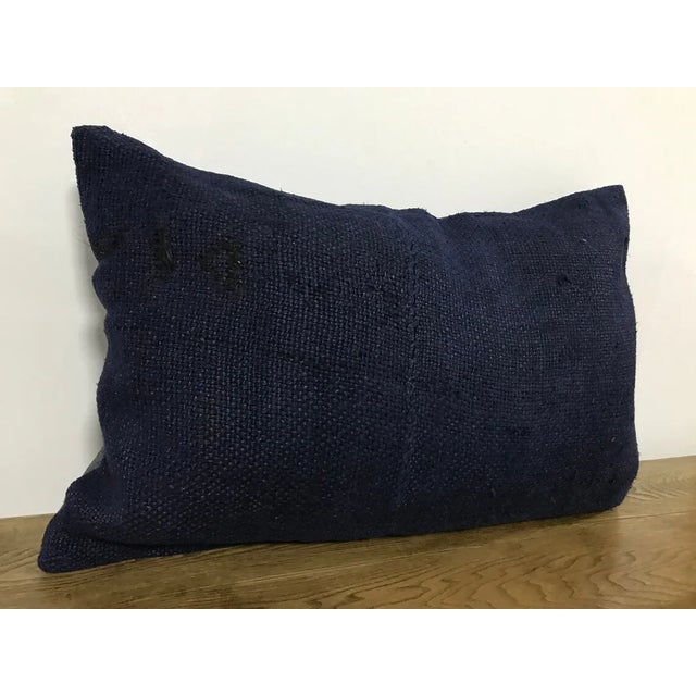 Navy Blue Hemp Cushion For Sale - Image 5 of 6