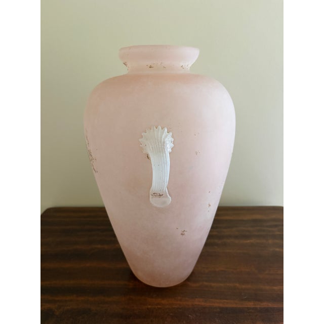 Glass Italian Pink Roman Style Scavo Glass Vase For Sale - Image 7 of 16