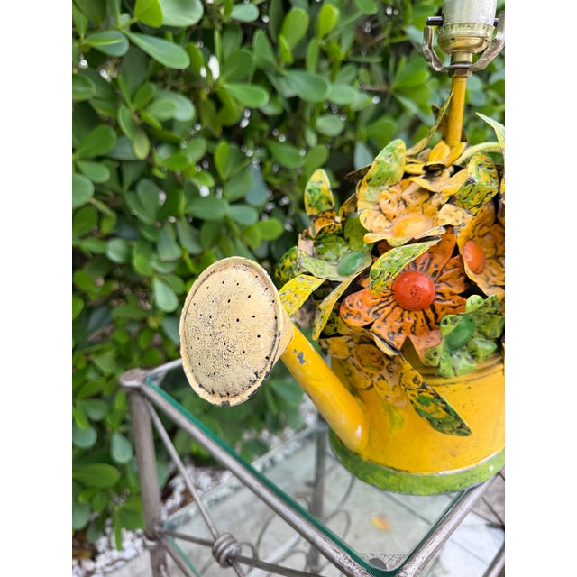 Vintage Folk Art Watering Can Table Lamp For Sale - Image 4 of 11