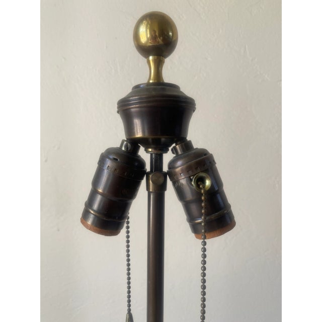 Vintage Contemporary Traditional Marbro-Style Painted Blue, Green, Brown, White, and Grey Ceramic Floral Lamp Made in...