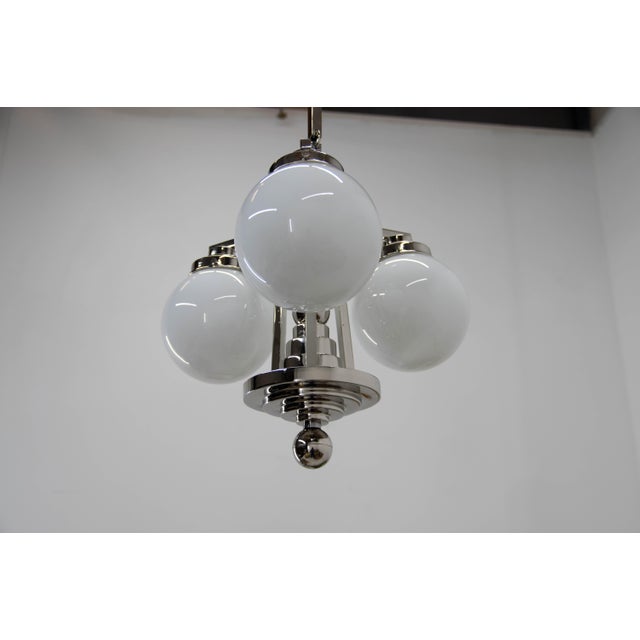 Art Deco 3-Arm Chandelier, 1920s For Sale - Image 11 of 13