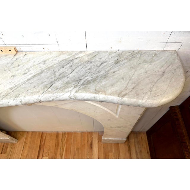 Antique Victorian Arched Carrara Marble Fireplace Mantel For Sale - Image 11 of 13