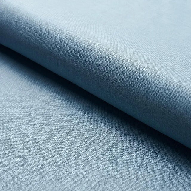 Contemporary Sample - Schumacher Lange Glazed Linen Fabric in Chambray For Sale - Image 3 of 3