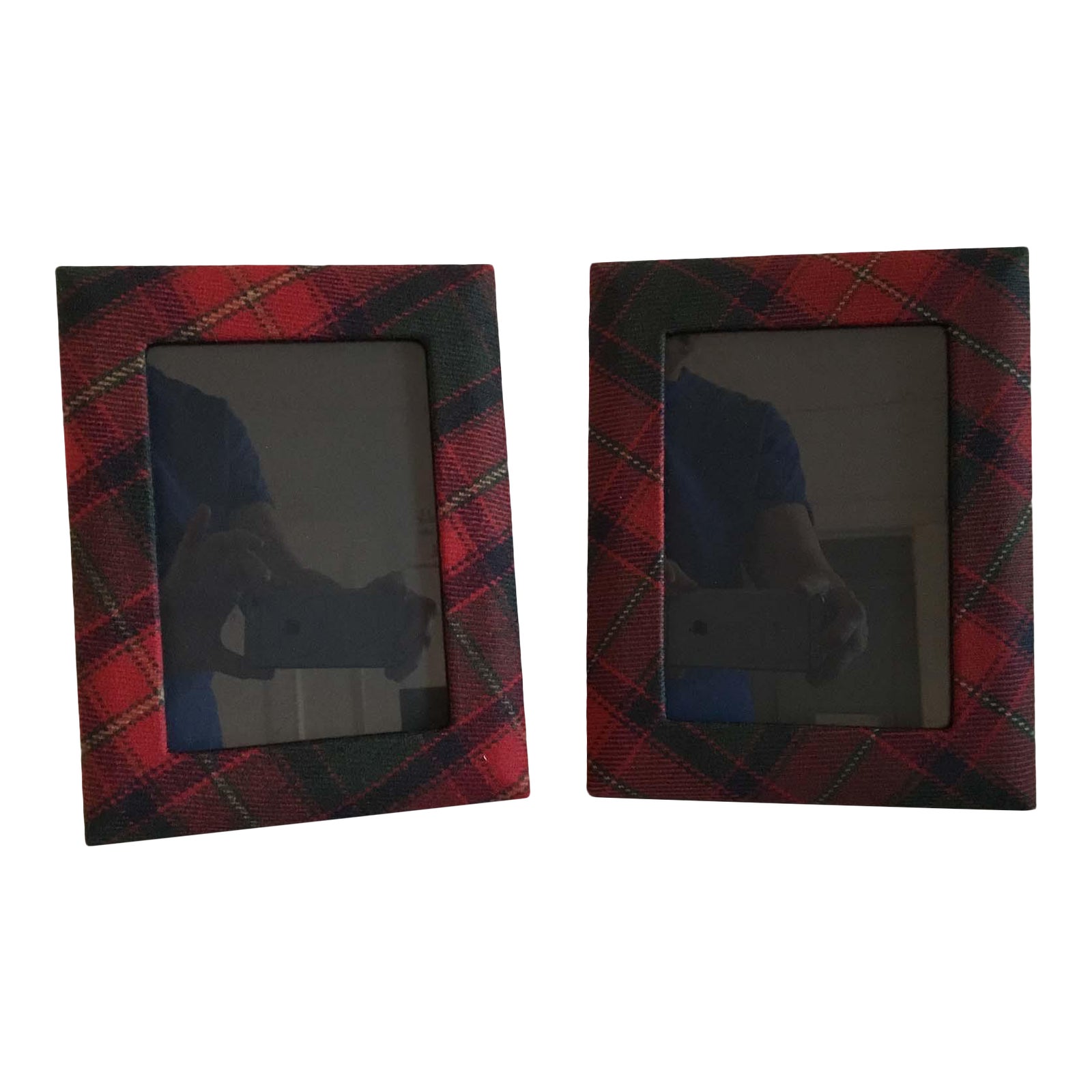 Ralph Lauren Dark Red Classic Tartan 5 x 7 Picture Frames A Pair