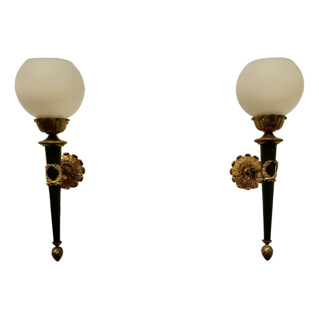 French Ormolu Wall Lights, 1960s, Set of 2 For Sale