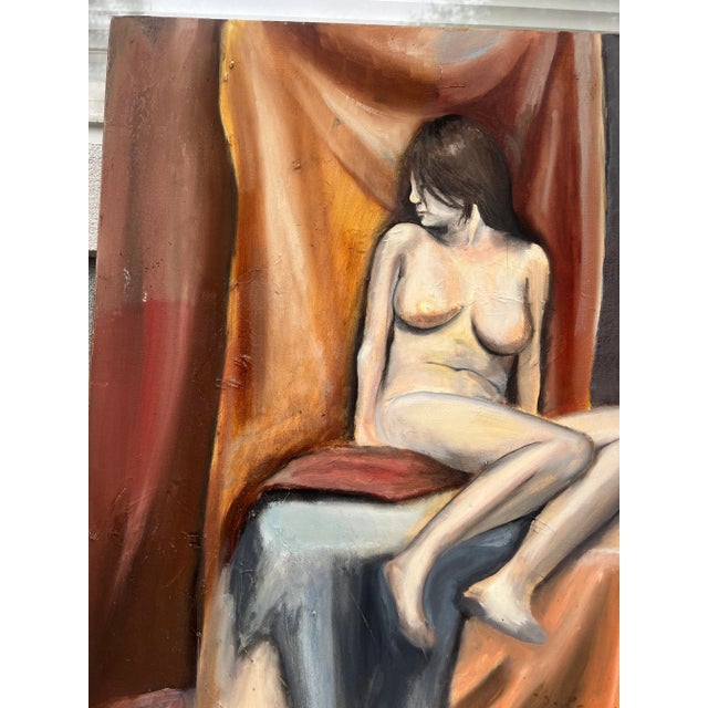 Late 20th Century Expressionist Nude Portrait Oil Painting Study For Sale - Image 4 of 9