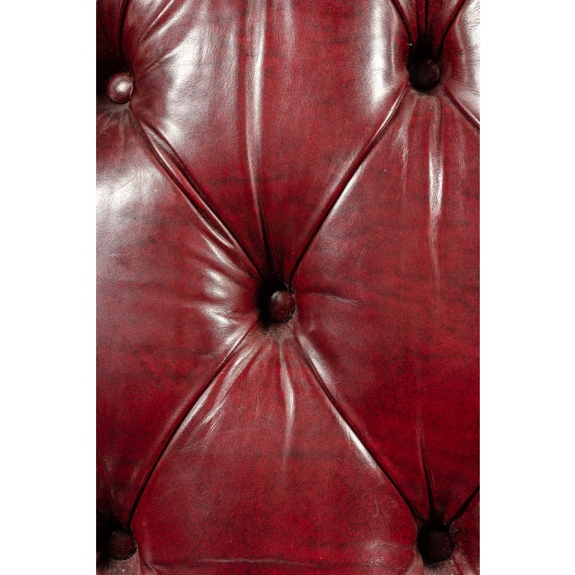 Burgundy Vintage Tufted Leather Chesterfield Armchair in Burgundy by Hancock & Moore For Sale - Image 8 of 9