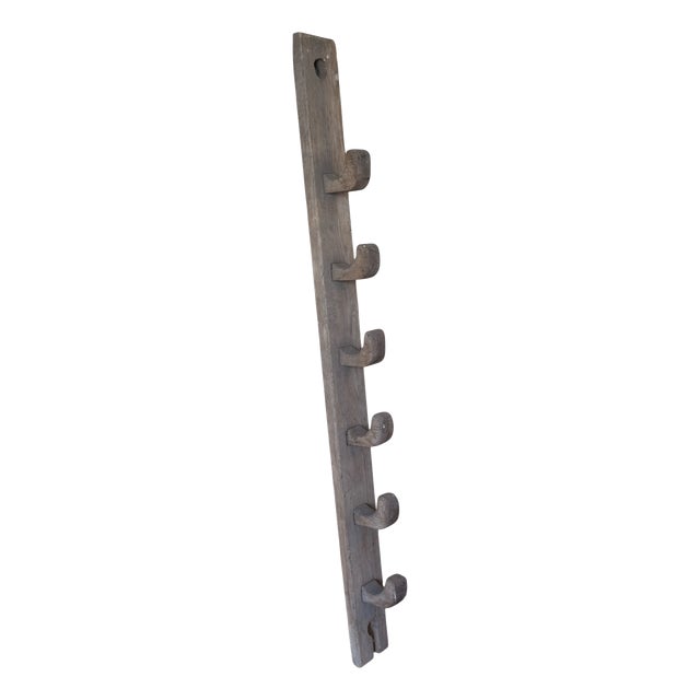 19th Century English Oak Stable Harness Rack with Hooks For Sale
