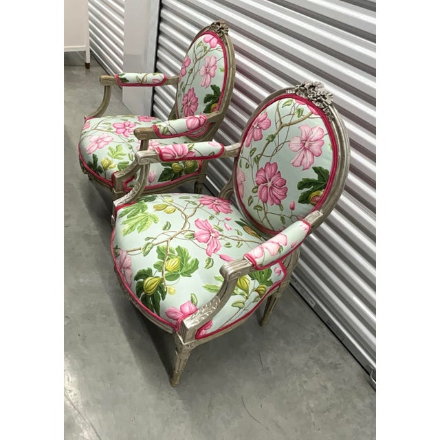 Pair of Manuel Canovas Antique Louis XVI Large Arm Chairs Fauteuils For Sale - Image 12 of 12
