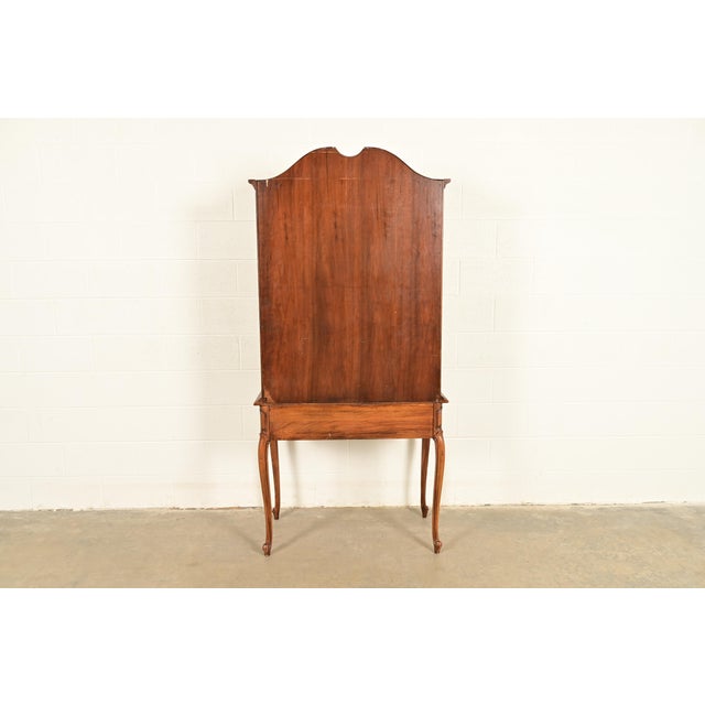 Thomasville French Provincial Carved Walnut Secretary Desk With Bookcase Hutch For Sale - Image 15 of 16