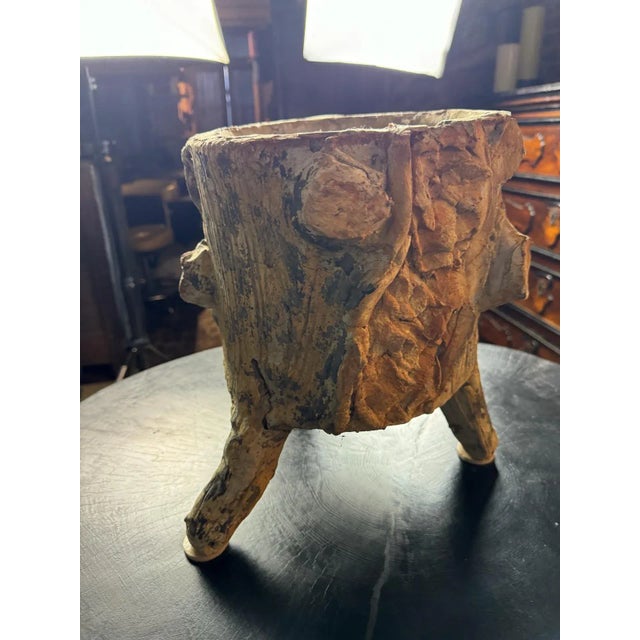 Vintage French Faux Bois Concrete Planter | Mid-Century Garden Planter, Circa 1960s For Sale - Image 9 of 12