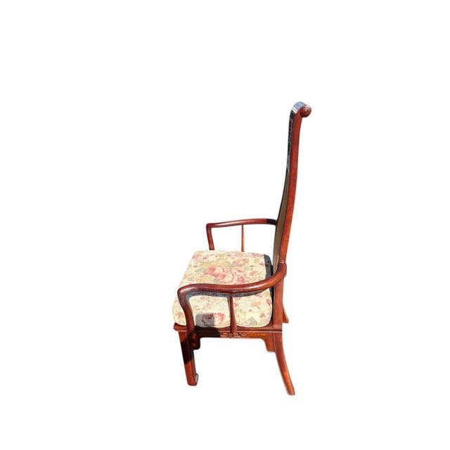 1970s Set of 10 MCM Vintage Rosewood Asian Chairs With Woven Backs For Sale - Image 5 of 7