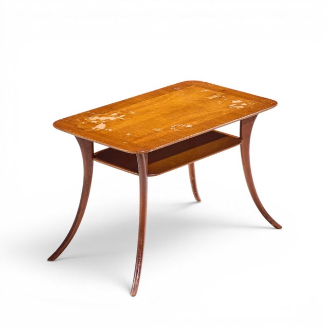 t.h. Robsjohn Gibbings for Widdicomb Mid Century Bleached Mahogany Sabre Side End Tables - Pair For Sale - Image 10 of 12