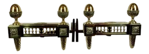 Pair of French Louis XVI Golden Bronze Andirons