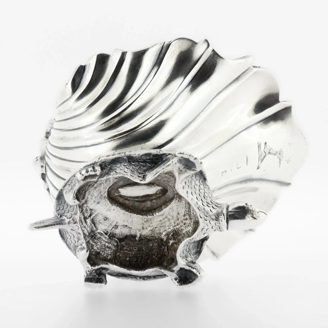 Antique Georgian Armorial Sterling Silver Turtle & Shell Sweetmeat / Salt Cellar For Sale - Image 10 of 14