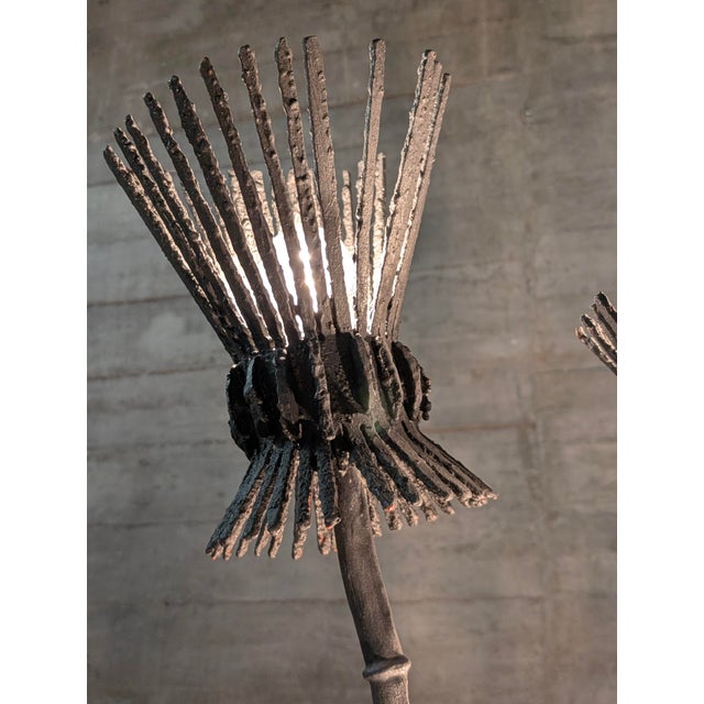 Black Brutalist Thistle-Shaped 5-Light Floor Lamp in Black Wrought Iron, 1970s For Sale - Image 8 of 16