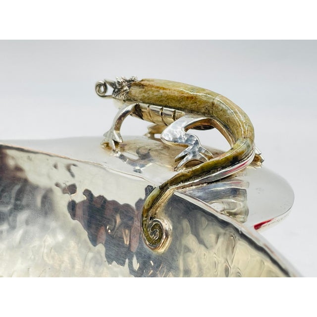 Metal 1960s Silver Plated Bowl With Stone-Inlaid Lizard Handles by Wolmar Castillo For Sale - Image 7 of 12