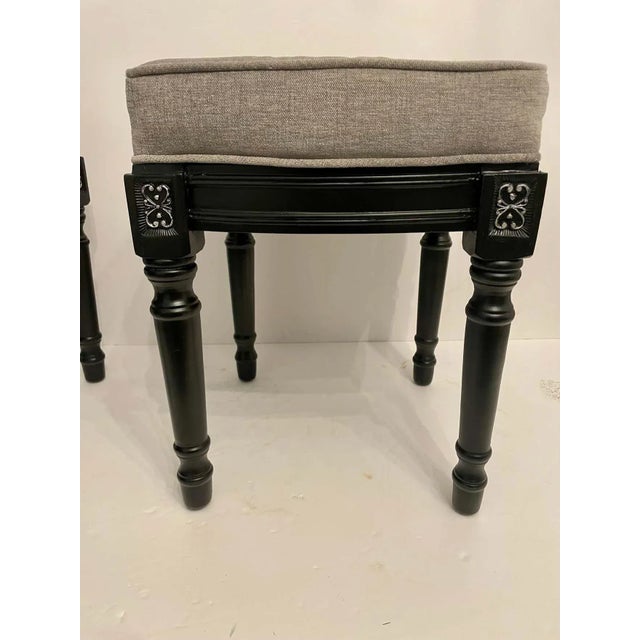 Painted and Silver Gilt Regency Style Benches or Footstools - A Pair For Sale - Image 9 of 13