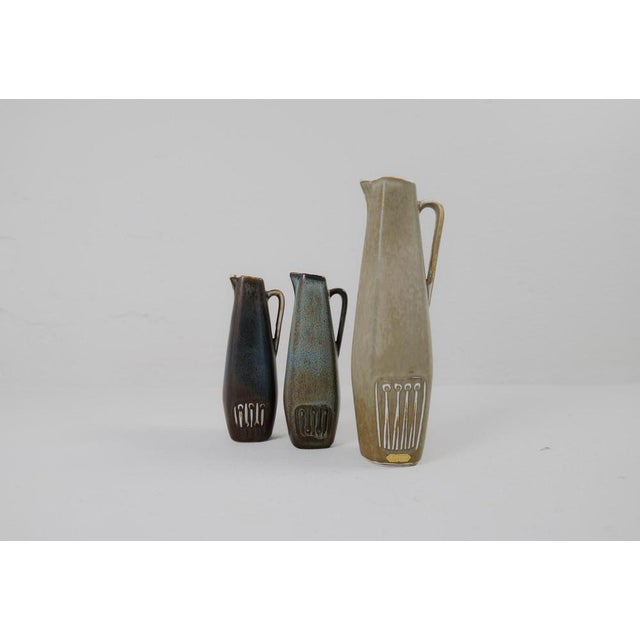 Mid-Century Modern Ceramic Vases attributed to Gunnar Nylund for Rörstrand, Sweden, 1950s, Set of 3 For Sale - Image 6 of 17