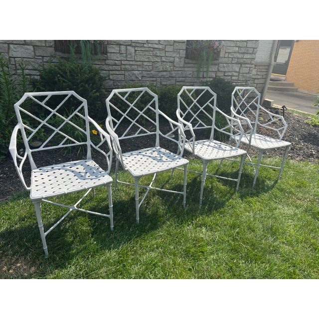 Vintage Restored Chinoiserie Calcutta Patio Chairs by Brown Jordan- Set of 4 For Sale - Image 12 of 12