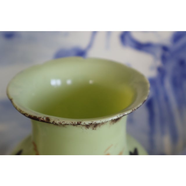 Late 19th-Century Victorian Bristol-Style Green Opaline Scenic Glass Vase For Sale - Image 4 of 18