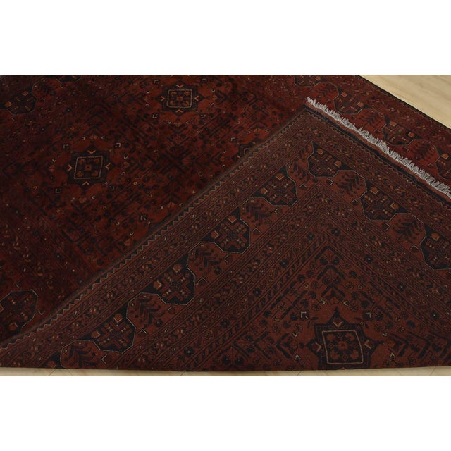 Turkmen Rug 6’8” X 9’7” Red Wool Tribal Hand-Knotted Oriental Carpet For Sale - Image 11 of 12