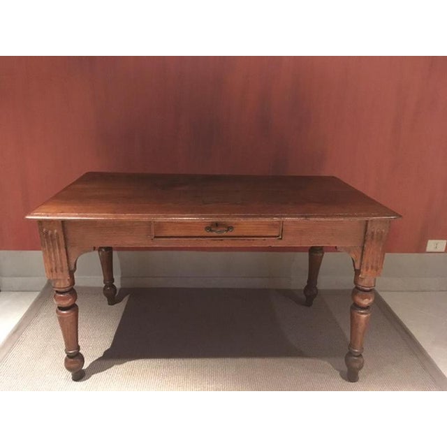 Rustic Pinewood Dining Table with Drawer, Italy For Sale - Image 14 of 18