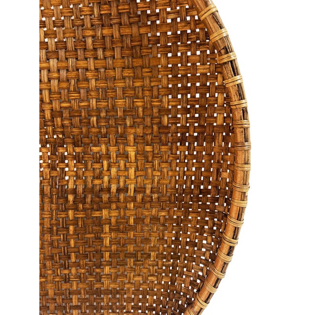 Early 21st Century Vintage Bamboo Woven Round Basket Tray Medium For Sale - Image 5 of 8