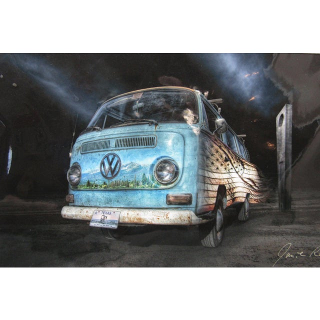 Jamie Rood “Vw Bus Baby Blue – Travel Spirit” Signed Limited Edition Giclée, 15/350 For Sale - Image 4 of 8