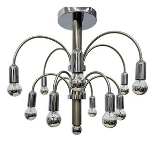 Vintage Chromed Brass Ceiling Lamp from Sciolari, 1970s For Sale