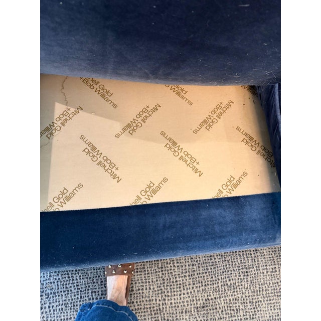Mitchell Gold Navy Velvet Sofa by Mitchell Gold For Sale - Image 4 of 9