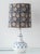 Blue and White Porcelain Floral Table Lamp from Lladró with Embroidered Sari Silk Lampshade, 1970s For Sale - Image 11 of 11