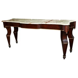French Mahogany and Parcel Gilt Onyx Marble Top Console Table by Maison Jansen