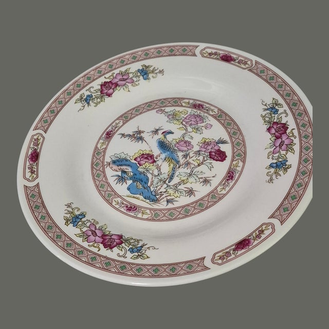 Vintage Table Tops Unlimited Four Dessert Plates Asian Chinoiserie Bird Floral Pattern - Set of 4 For Sale - Image 4 of 7