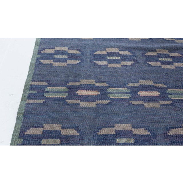 Doris Leslie Blau Vintage Swedish Flat Weave Rug by A Bindd For Sale - Image 4 of 10