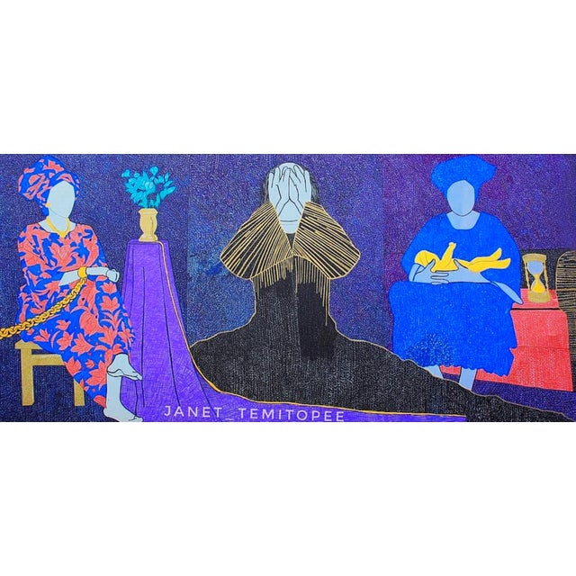 Purple Chambers of Her Sorrows, Figurative Abstract, Janet Adegoke (2021) Acrylic on Canvas For Sale - Image 8 of 9