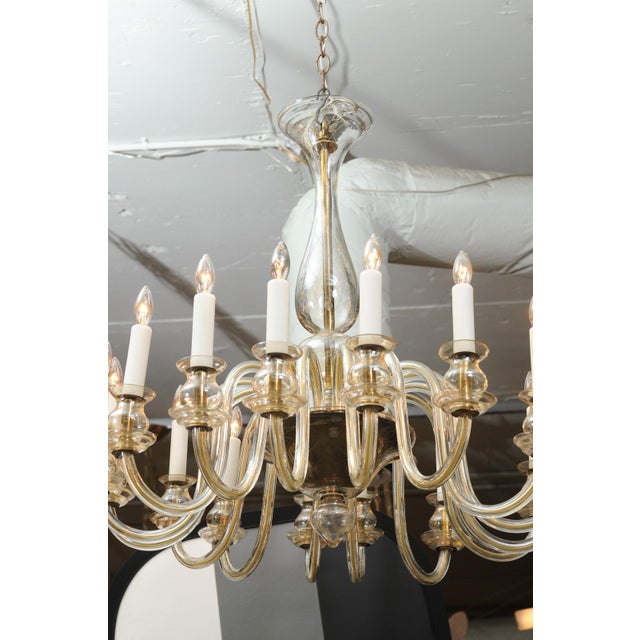 1960s 1960s 16-Light Amber Venetian Glass Chandelier, Italy For Sale - Image 5 of 18