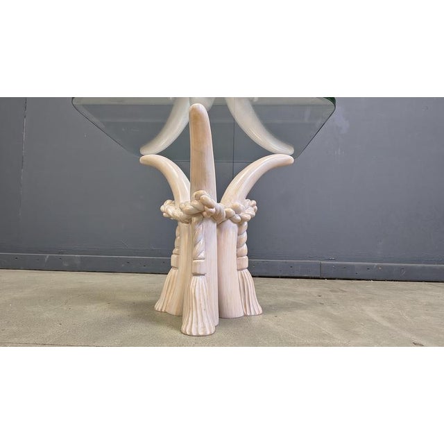 Striking Sergio Longione faux tusk side table. Very elegant side table 1980s - Italy Good condition Height: 50cm Width x...