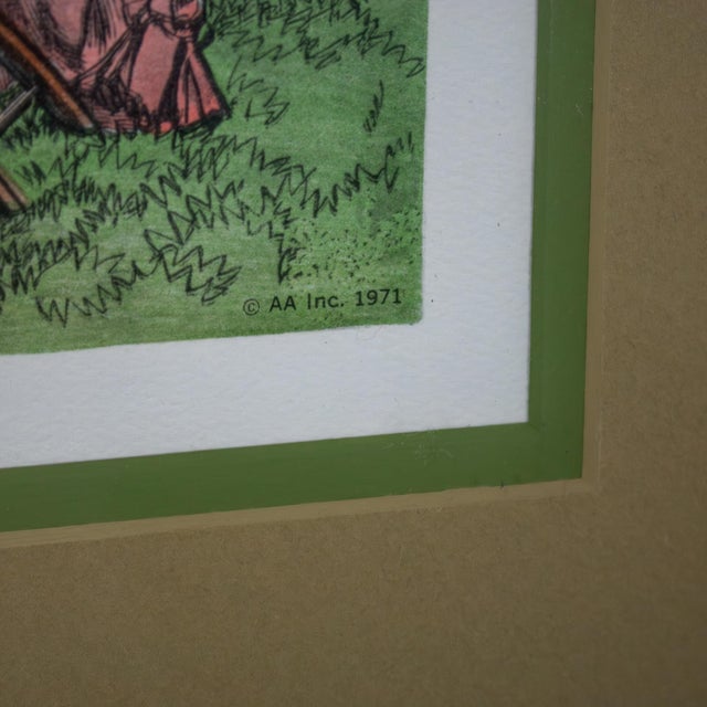 Wood 1971 Hand Colored Lithograph Framed Art First National Lawn-Tennis Tournament in Staten Island, Ny For Sale - Image 7 of 18