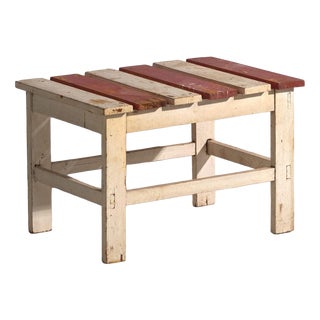 Antique Rustic Low Bench in Wood, Central Europe, 1940 For Sale